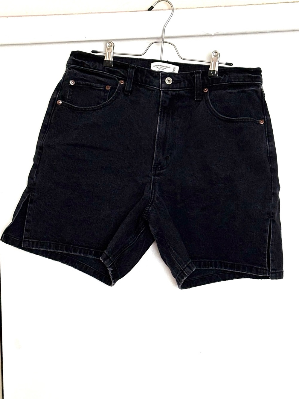 Abercrombie & Fitch Curve Love High Rise Dad Shorts 7” Black Size 32/14